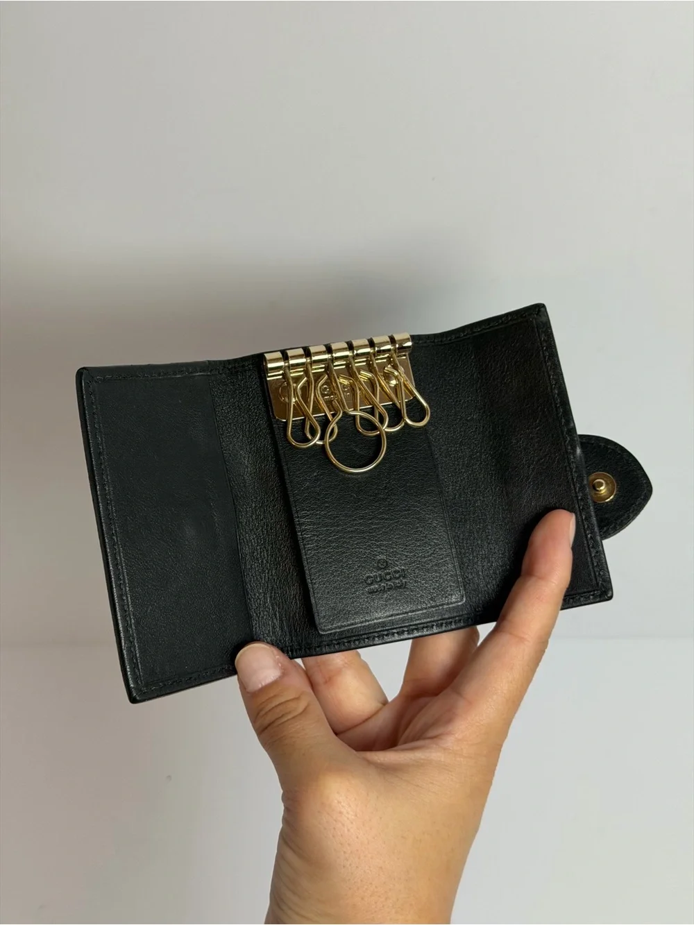 Gucci Heart Logo Monogram Canvas/Leather Key Holder Case